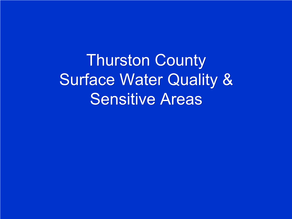 Thurston County Surface Water Quality Programs