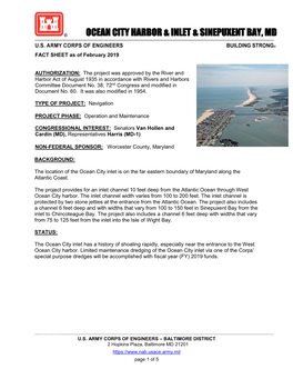 Ocean City Harbor Inlet and Sinepuxent Bay Maryland Fact Sheet