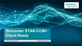 Simcenter STAR-CCM+ Cloud Ready