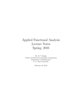 Applied Functional Analysis Lecture Notes Spring, 2010