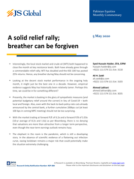 A Solid Relief Rally; 5 May 2020 Breather Can Be Forgiven