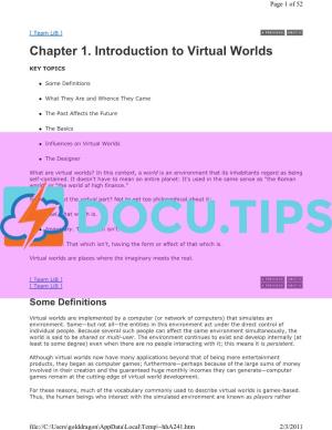 Intro to Virtual Worlds