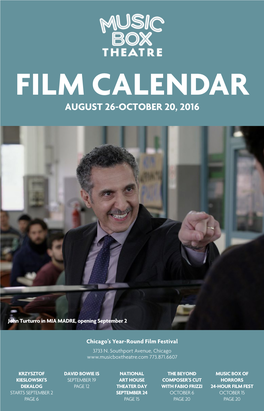 Film Calendar August 26-October 20, 2016