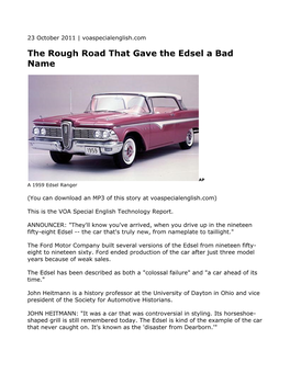 The Rough Road That Gave the Edsel a Bad Name