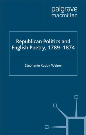Republican Politics and English Poetry, 1789Â••1874
