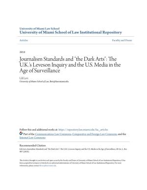 Journalism Standards and "The Dark Arts": the U.K.'S Leveson Inquiry and the U.S