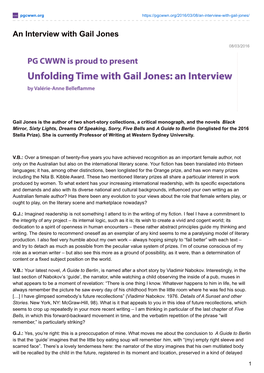 An Interview with Gail Jones