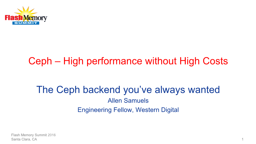Ceph – High Performance Without High Costs