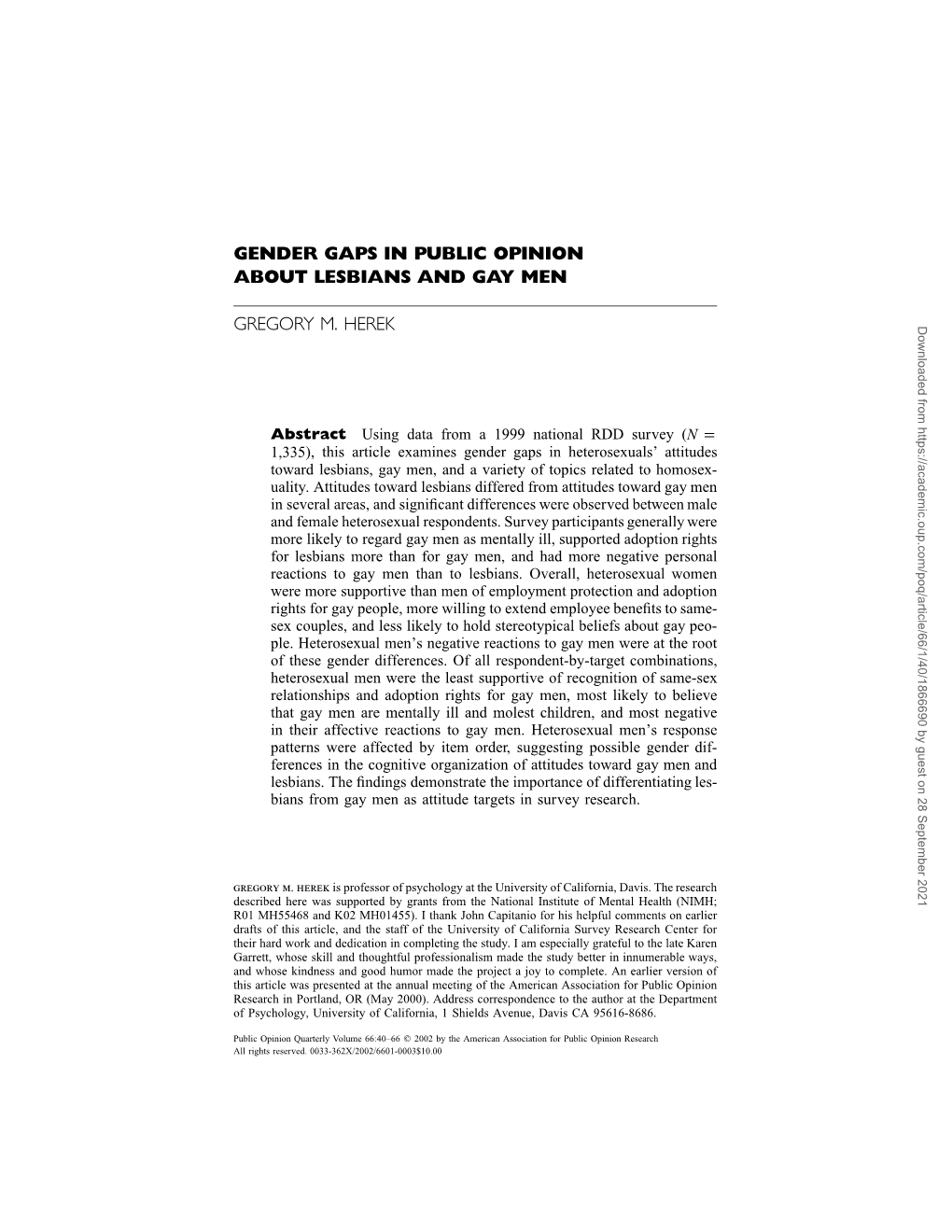 Gender Gaps in Public Opinion About Lesbians and Gay Men