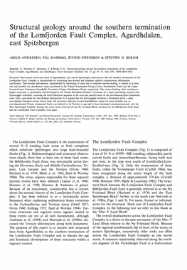 Structural Geology Around the Southern Termination of the Lomfjorden Fault Complex, Agardhdalen, East Spitsbergen