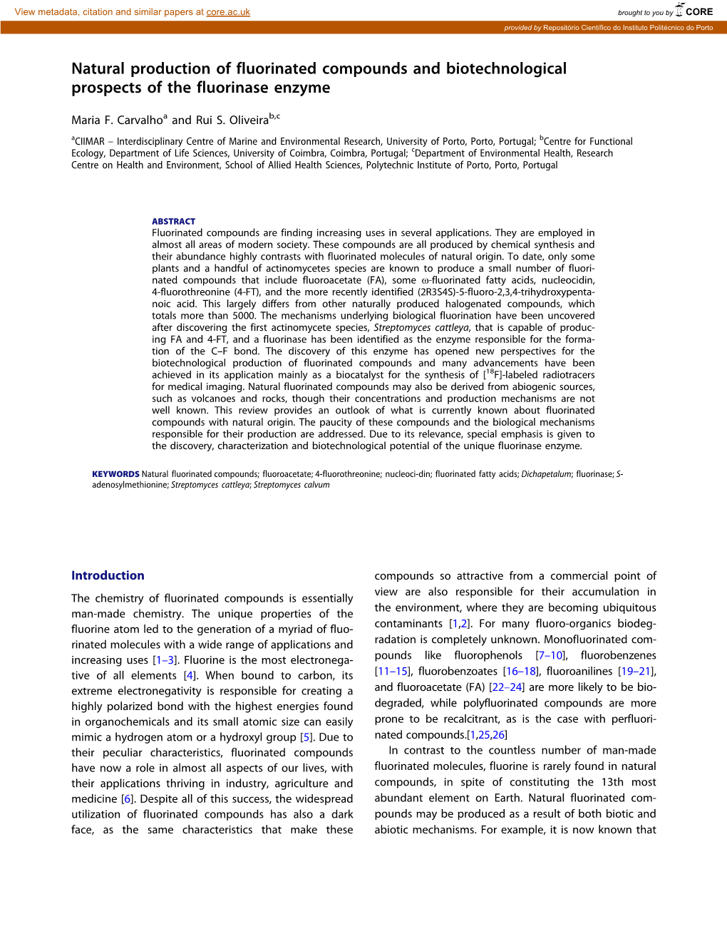 Natural Production of Fluorinated Compounds and Biotechnological Prospects of the Fluorinase Enzyme