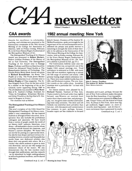 Spring 1982 CAA Newsletter