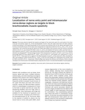 Original Article Localization of Nerve Entry Point and Intramuscular Nerve-Dense Regions As Targets to Block Brachioradialis Muscle Spasticity