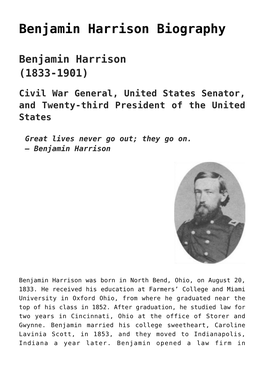 Benjamin Harrison Biography