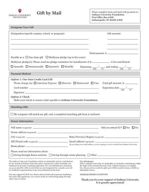 Gift by Mail Donation Form