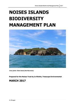 Noises Islands Biodiversity Management Plan 2017