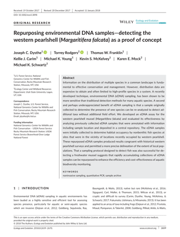 Repurposing Environmental DNA Samples—Detecting the Western Pearlshell (Margaritifera Falcata) As a Proof of Concept