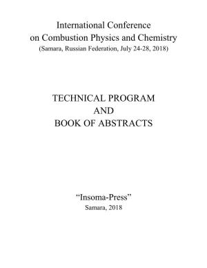 International Conference on Combustion Physics and Chemistry TECHNICAL PROGRAM and BOOK of ABSTRACTS