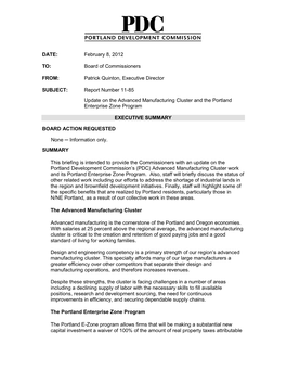 DATE: February 8, 2012 TO: Board of Commissioners FROM: Patrick
