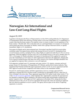 Norwegian Air International and Low Cost Long-Haul Flights