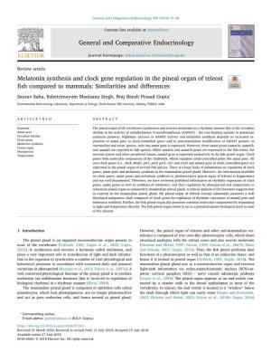 Melatonin Synthesis and Clock Gene Regulation in the Pineal Organ Of