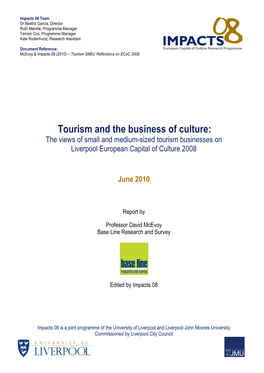 Tourism and the Business of Culture: the Views of Small and Medium-Sized Tourism Businesses on Liverpool European Capital of Culture 2008