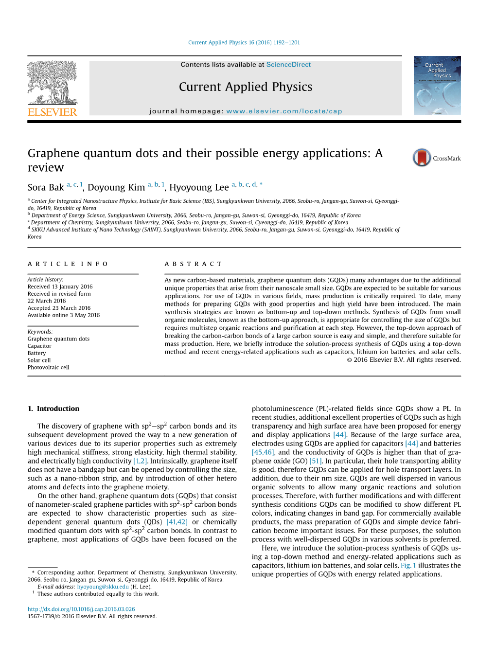 Graphene Quantum Dots and Their Possible Energy Applications: a Review