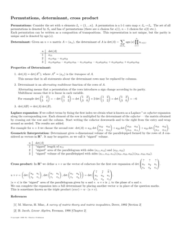 Permutations, Determinant, Cross Product