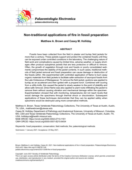 Non-Traditional Applications of Fire in Fossil Preparation