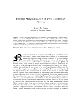 Political Marginalization in Two Colombian Novels