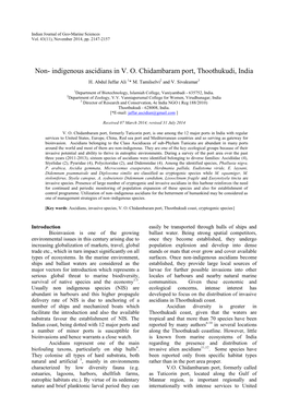 Indigenous Ascidians in VO Chidambaram Port