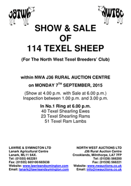 Show & Sale of 114 Texel Sheep