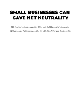 Small Businesses Can Save Net Neutrality