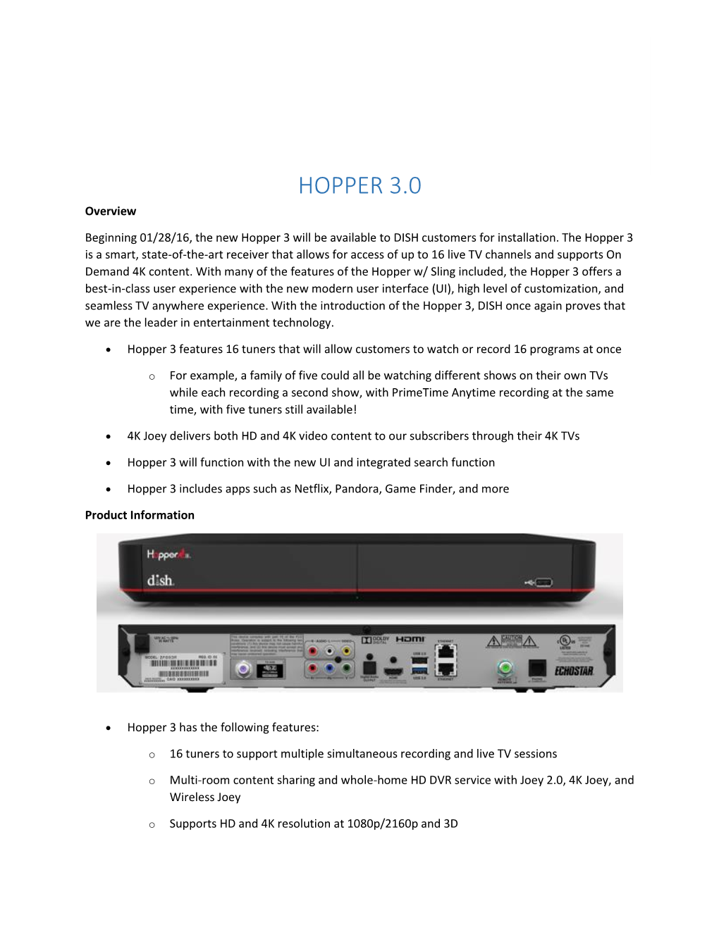 HOPPER 3.0 Overview