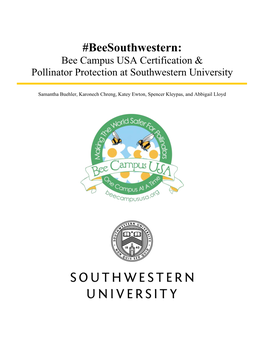 Beesouthwestern: Bee Campus USA Certification & Pollinator Protection at Southwestern University