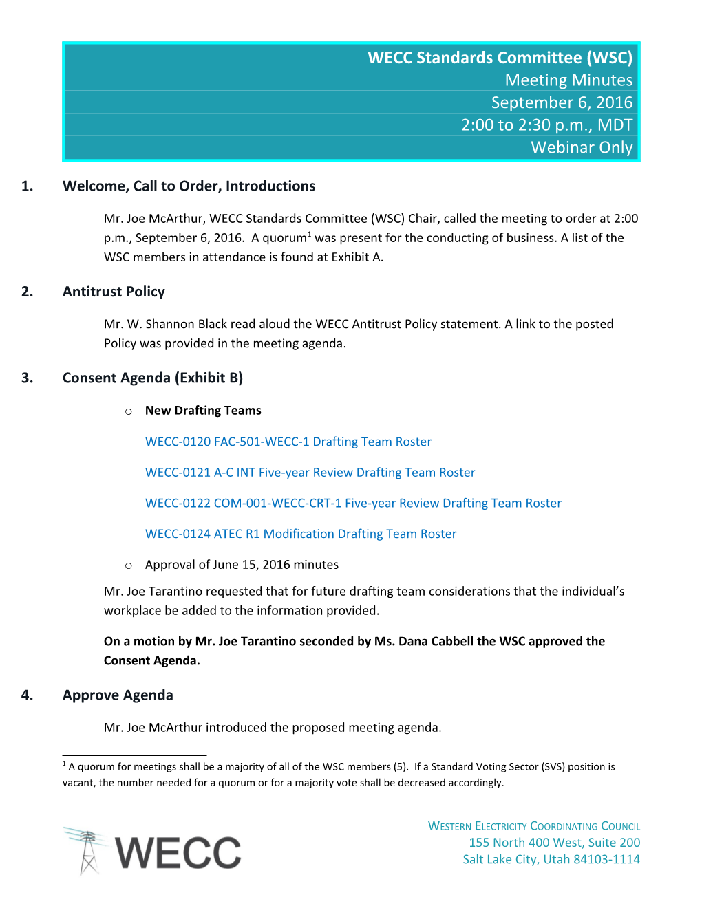 2016-09-06 WSC Meeting Minutes Approved 12-06-2016 - Final