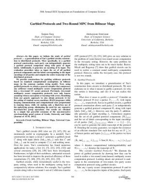 Garbled Protocols and Two-Round MPC from Bilinear Maps