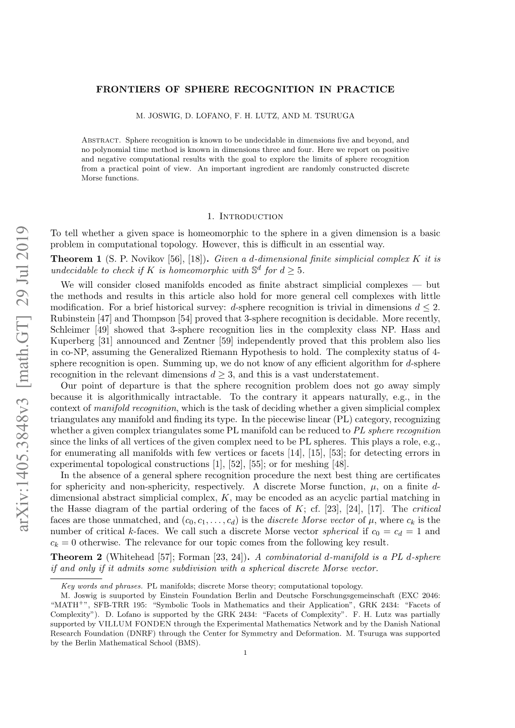 Arxiv:1405.3848V3 [Math.GT] 29 Jul 2019 Number of Critical K-Faces