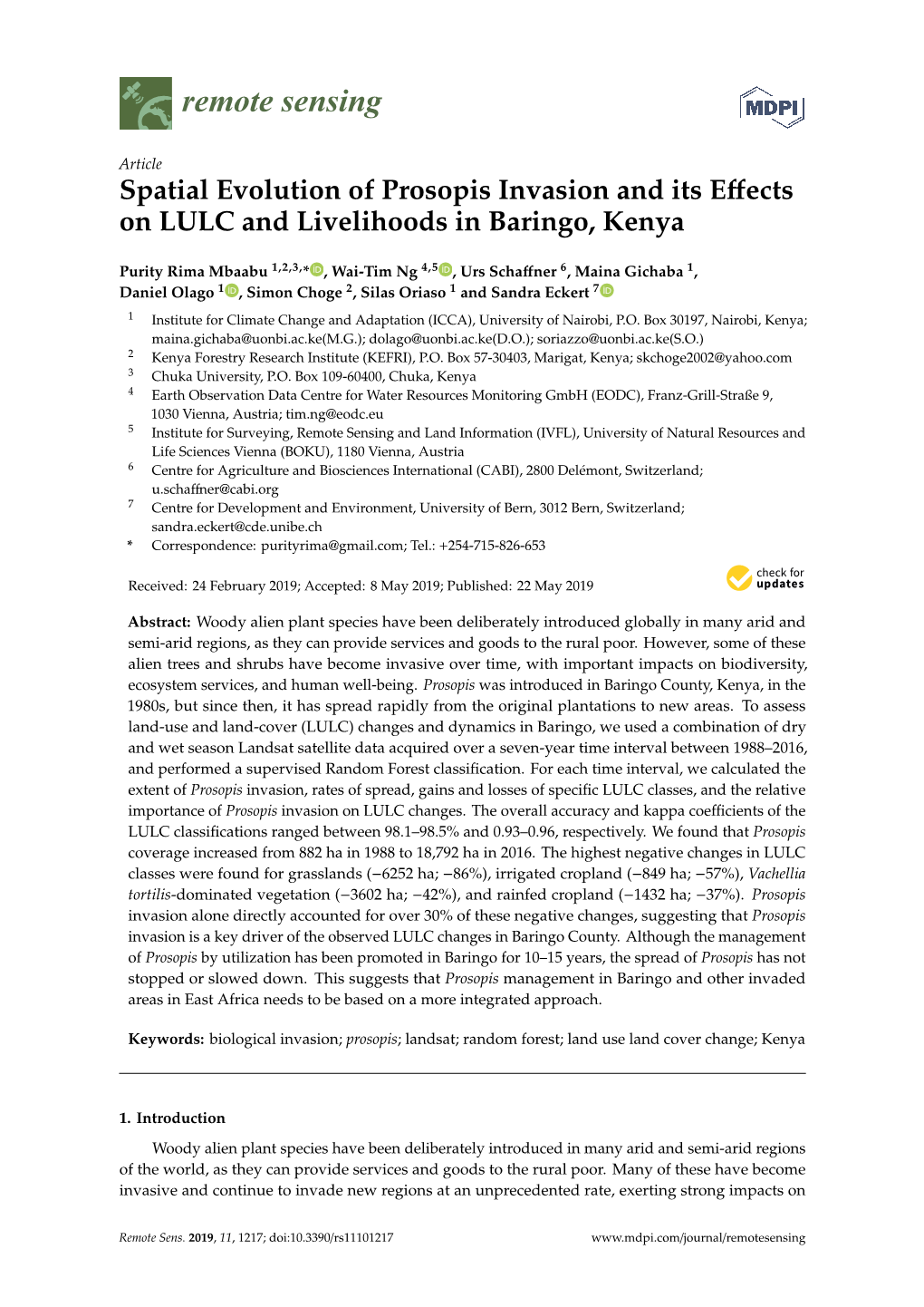 Spatial Evolution of Prosopis Invasion and Its Effects on LULC And