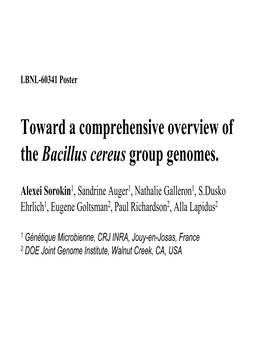 Bacillus Cereus Group Genomes
