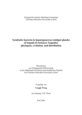 Symbiotic Bacteria in Hepatopancreas (Midgut Glands) of Isopods (Crustacea: Isopoda): Phylogeny, Evolution, and Distribution