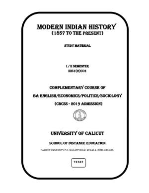 MODERN INDIAN HISTORY (1857 to the Present)