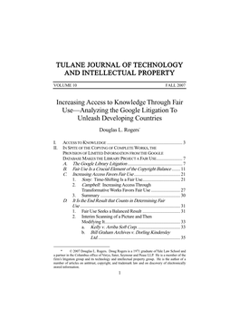 Tulane Journal of Technology and Intellectual Property