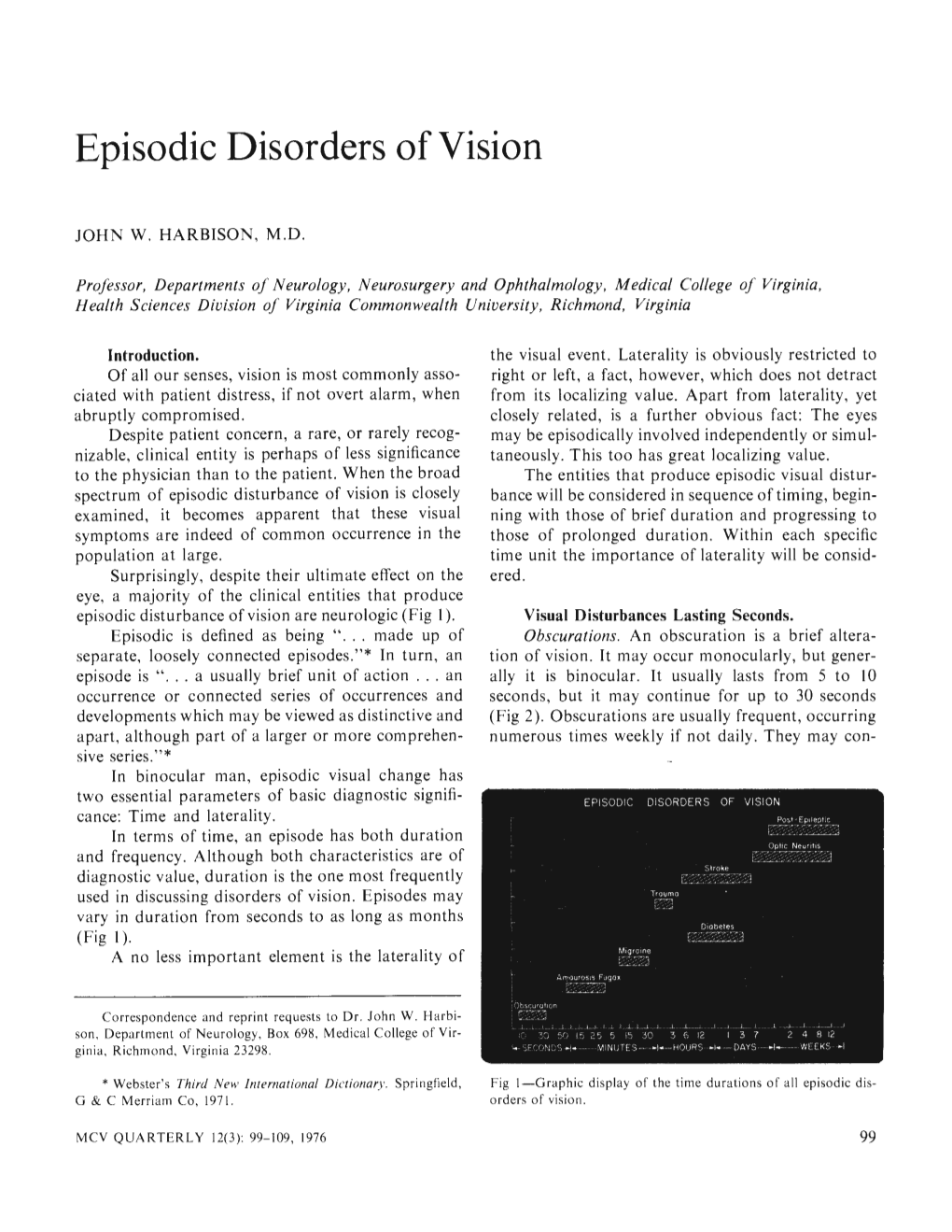 Episodic Disorders of Vision