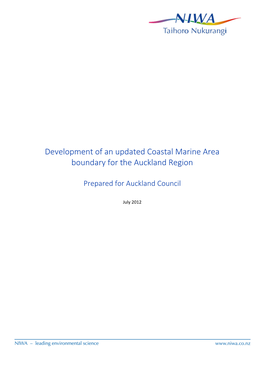 Development of an Updated Coastal Marine Area Boundary for the Auckland Region