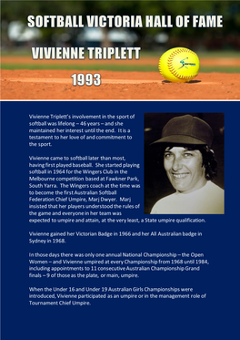 Vivienne Triplett's Involvement in the Sport of Softball Was Lifelong – 46