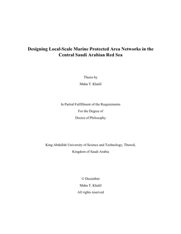 Designing Local-Scale Marine Protected Area Networks in the Central Saudi Arabian Red Sea