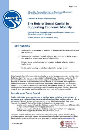The Role of Social Capital in Supporting Economic Mobility