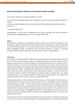 Methods and Standards for DNA Assembly