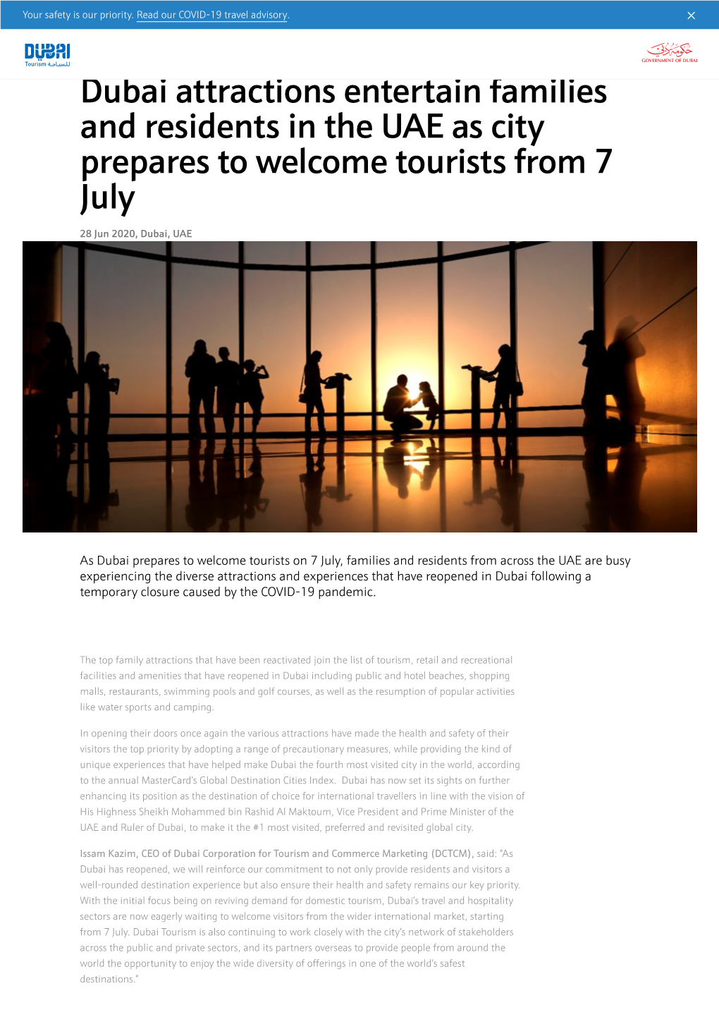 Dubai Attractions Entertain Families and Residents in the UAE As City Prepares to Welcome Tourists from 7 July 28 Jun 2020, Dubai, UAE